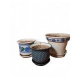 3 Ornate Ceramic Plant Pots