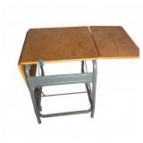 Metal & Wood Drop-Wing Desk or Work Bench
