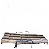 Metal Outdoor Lounge Chair & Striped Cushion