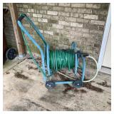 Metal Hose Reel Cart With Garden Hose