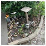 Yard decor - Owl, Spirl Flower, & Wooden Pedestal
