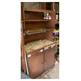 Metal Shop Workbench With Upper Shelves