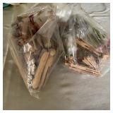 Bag of Wooden Clothespins & Craft Supplies