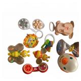 Vintage Plastic Baby Rattles & Toys Assortment