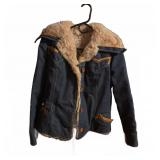 Vintage Denim Jacket with Faux Fur Lining & Trim