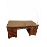 Wood Desk With Drawers & Chicago Magnifying Lamp