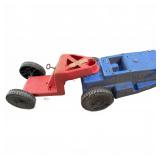 Vintage Blue & Red Plastic Ride-On Tractor