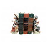Reading Elderly Couple Porcelain Bookends
