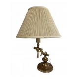 Brass Adjustable Arm Table Lamp With Shade