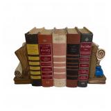 Vintage Ceramic Japan Bookend Pair, Quill & Scroll