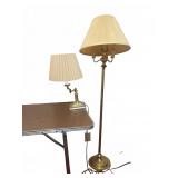 Brass Floor Lamp & Adjustable Table Lamp Pair