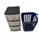 Sterilite 3-Drawer Unit & Blue Laundry Basket