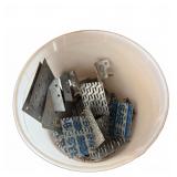 Bucket of Assorted Metal Brackets