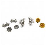 Vintage Clip-On Earrings Floral & Rhinestone