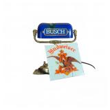 Busch Beer Lamp With Budweiser Glass Sign