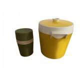 Vintage Thermos & Yellow Ice Bucket Set