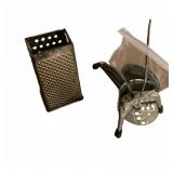 Vintage Box Grater & Mouli Shredder With Discs