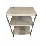 Vintage Three-Tier White Metal Utility Cart