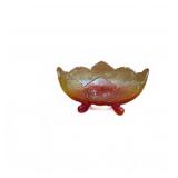 Pressed Glass Bowl with Amberina Coloration