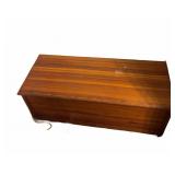 Wood Storage Chest with Slat Panel Design