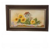Framed Sunflowers Oil Painting Signed Spilker