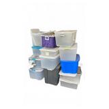 Large Stack of Assorted Storage Totes & Bins