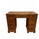 Flanders Wood Kneehole Desk with Seven Drawers