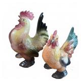 Ceramic Rooster & Hen Figurine Pair