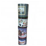 Four Decorative Holiday Popcorn Tins