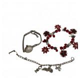 Gulsom Swiss Watch & Flower Bead Bracelet Set