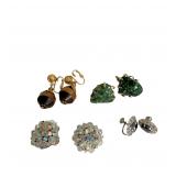 Vintage Earring Assortment Gold, Green & Crystal