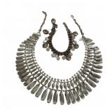 Vintage Silvertone Bib Necklace & Charm Bracelet