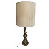 Mid-Century Brass Table Lamp With Shade