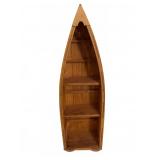 Wood Boat Shaped Shelf With Nautical Design