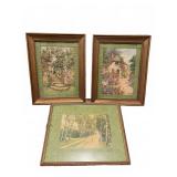 Framed Pastoral Prints With Green Mats