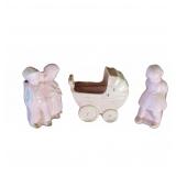 Japan Pottery Pink Nursery Planter Set
