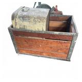 Wood & Metal Crate with Metal Lunchbox