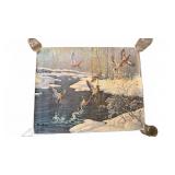 Mallard Ducks Winter Scene Signed Print
