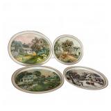 Currier & Ives Four Seasons Metal Trays