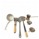 Vintage Metal & Wood Kitchen Utensils Group