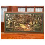 Equestrian Fox Hunt Print in Wood Frame