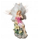 Seated Fairy Figurine with Feather Wings