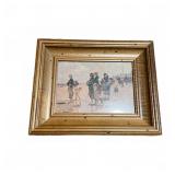 Framed Beach Scene Print With Wooden Frame