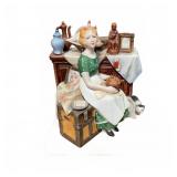 Norman Rockwell Ceramic Figurine Girl & Cat