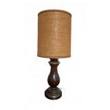 Mid-Century Wood & Burlap Table Lamp