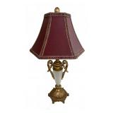Vintage Ornate Urn Table Lamp with Red Shade