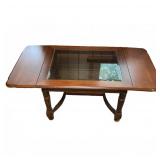 Vintage Drop-Leaf Glass Top Coffee Table