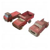 Structo Red Pressed Steel Toy Trucks Set