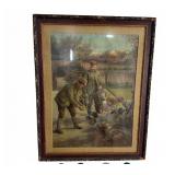 Framed Vintage Hunting Scene Print
