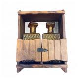 Vintage Diamond Cut Glass Decanter Set in Box